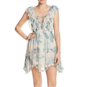 Rococo Sand Echo Leaf Backless Mini Dress Size Medium